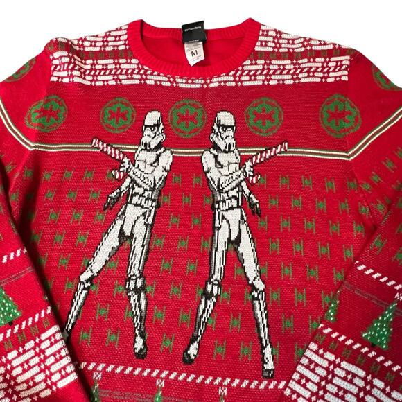 Star Wars Other - Star Wars Stormtrooper Ugly Christmas Sweater Men’s M Red Holiday Knit Lucasfilm